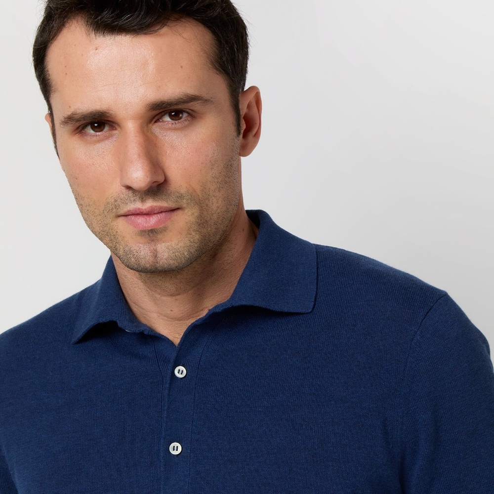 [NO LONGER FOR SALE]SID MASHBURN Blue rally sweater polo cotton cashmere - Large